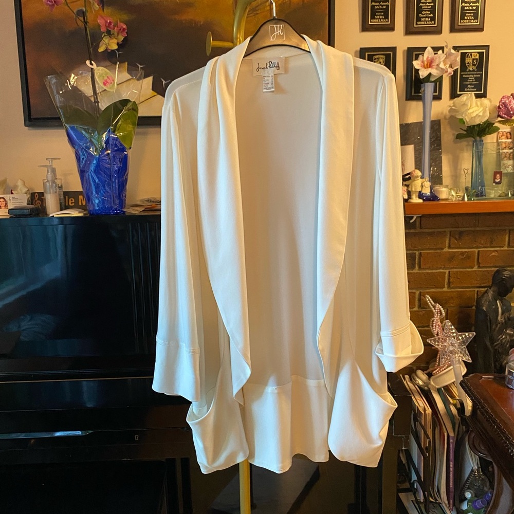 Joseph Ribkoff White Open Cardigan / Blazer